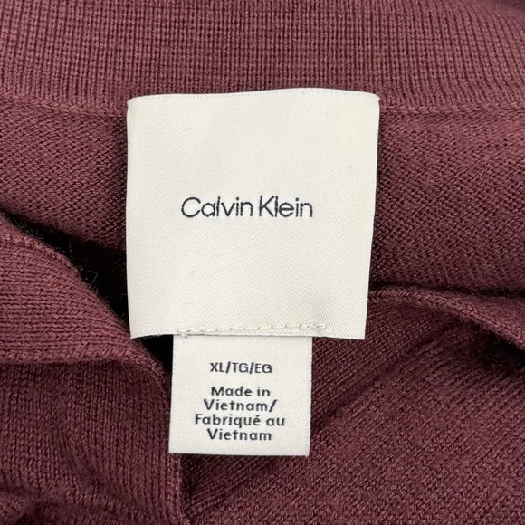 Calvin Klein Sweater Women XL Burgundy V Neck Collar Wool Blend Pullover Knit - Picture 7 of 12